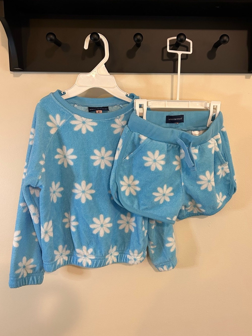 Andy & Evan Light Blue and White Floral Terrycloth Set